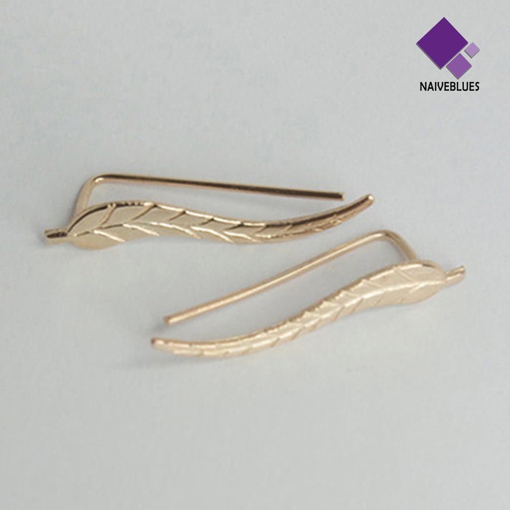 1 Pasang Anting Stud Bentuk Daun Bahan Alloy Untuk Wanita