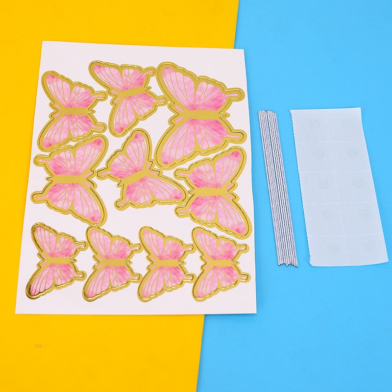 10pcs Hiasan Kupu-Kupu Bahan Kertas Untuk Dekorasi Kue Ulang Tahun