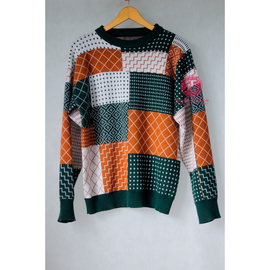 Knitwear sashiko crewneck sweater