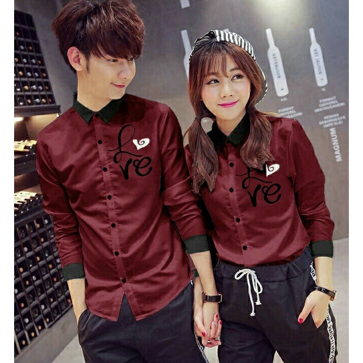 FWG - COUPLE LOVE / COUPLE WANITA / BAJU COUPLE PASANGAN / ATASAN KEMEJA WANITA / SET COUPLE