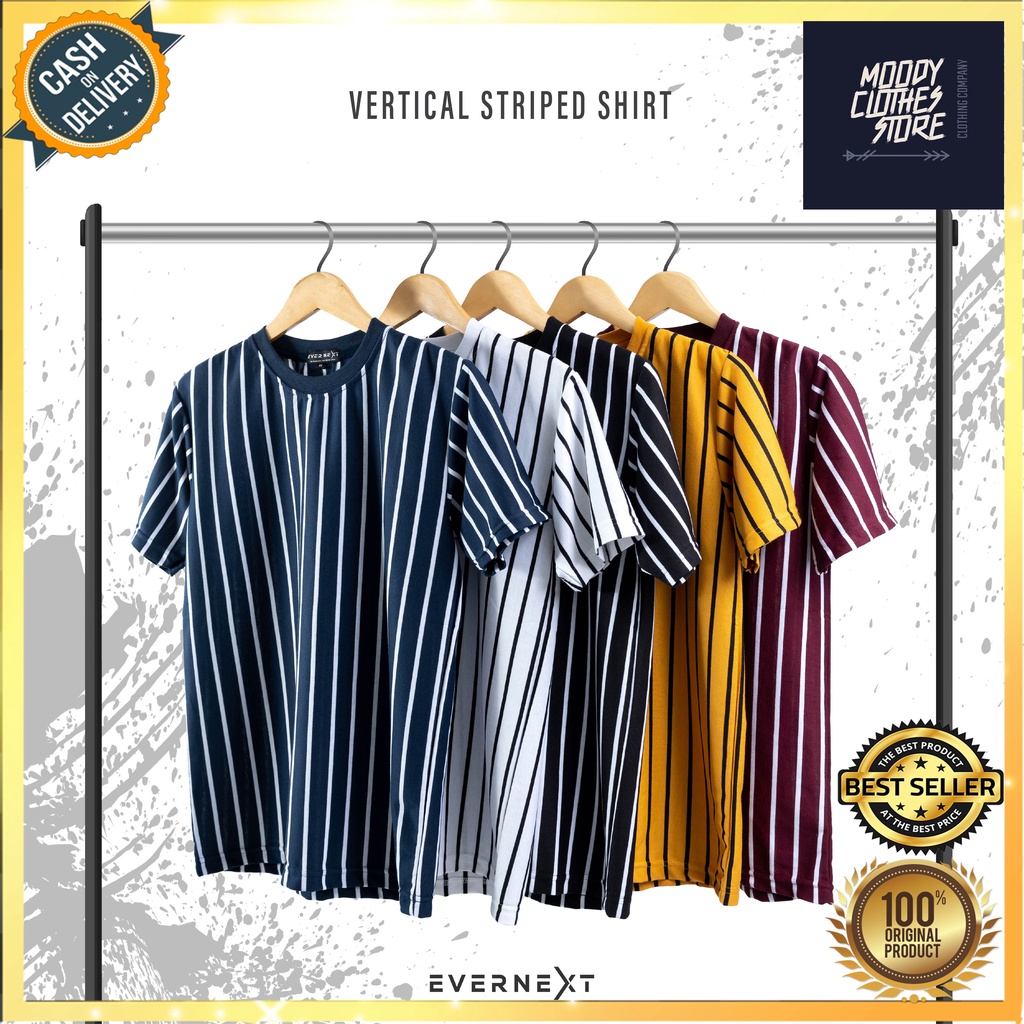 KAOS STRIPE SALUR PRIA WANITA KAOS BELANG GARIS VERTIKAL STRIPED COTTON CVC 30S 100% COTTON ORI PREM