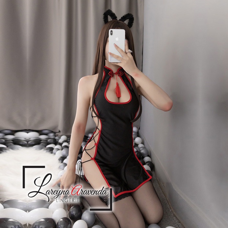 Lareyna Aravenda Set Lingerie + CD Seksi Costume Cheongsam Warrior LG403