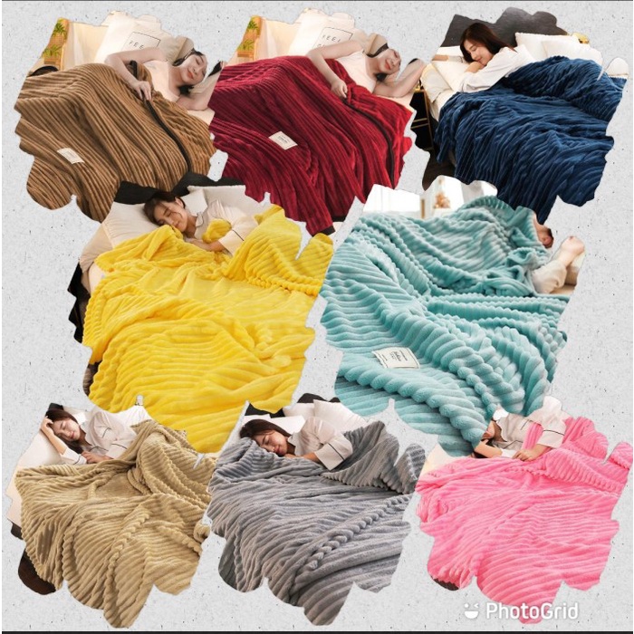 Selimut Bulu Polos Salur King 180x200 New Arrival #Bantal#Guling#Sprei#Bedcover#Murah