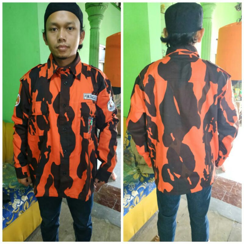 kemeja pp panjang full loreng