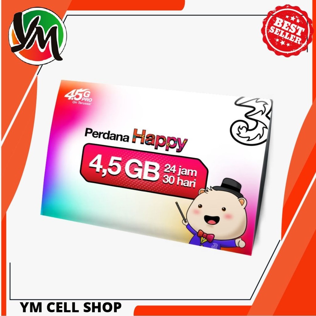 KARTU PERDANA KUOTA INTERNET TRI BM/HAPPY 6GB+ Bonus Kuota Tri Happy