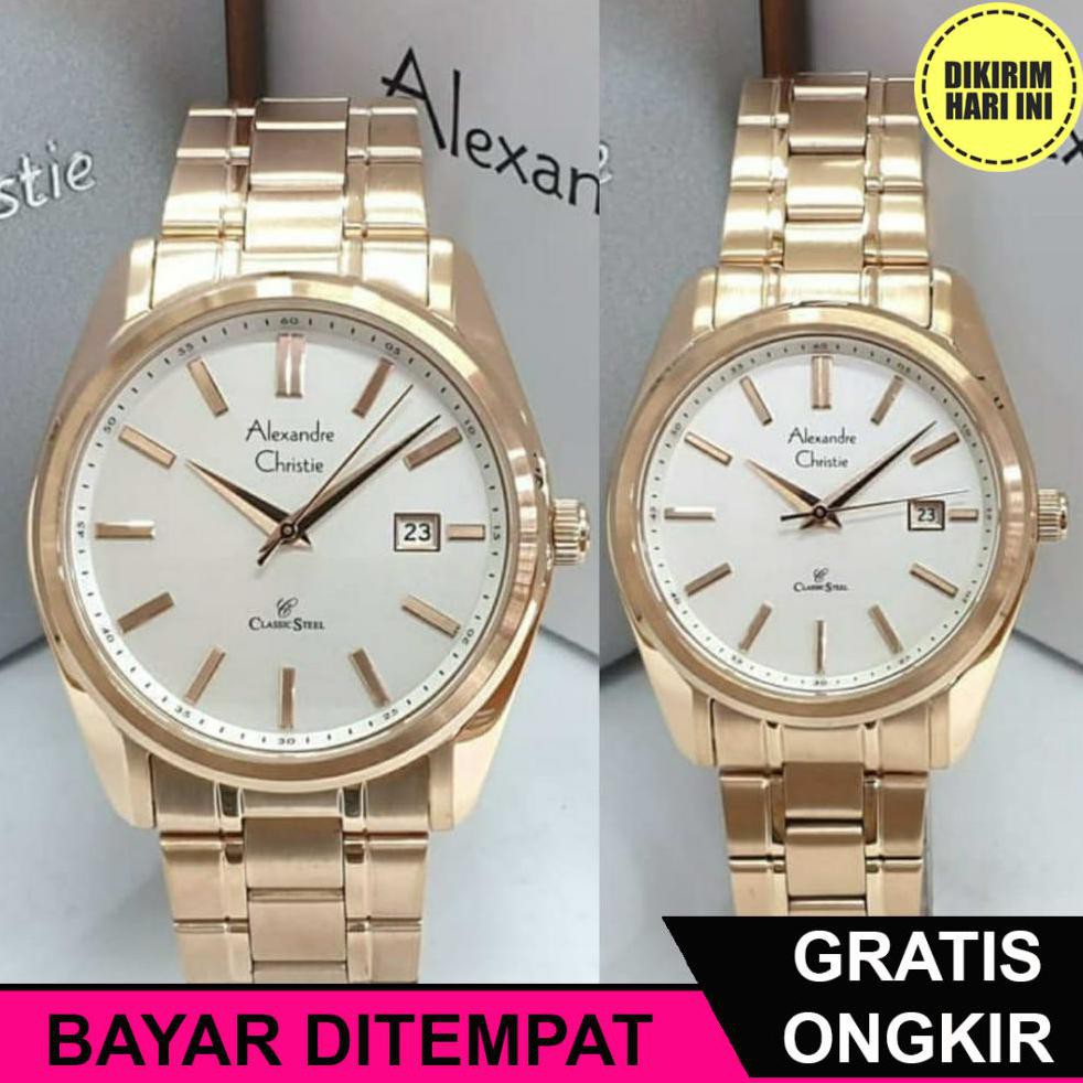 (BAYAR DITEMPAT) OE4210 JAM TANGAN COUPLE ALEXANDRE CHRISTIE AC 8514 AC8514 ROSEGOLD ORIGINAL
