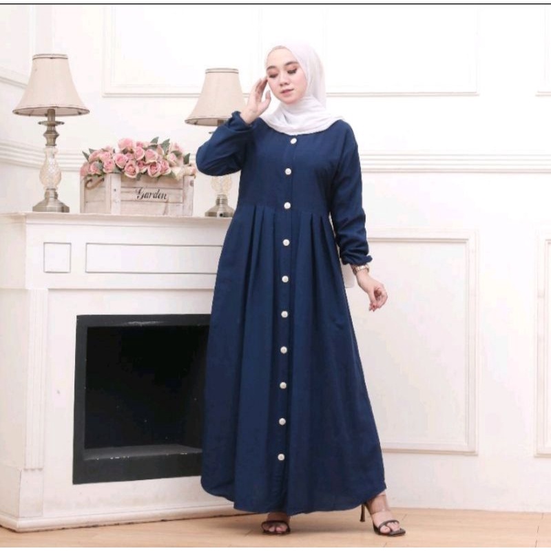 BAJU GAMIS RAYON POLOS TERBARU MODEL KEKINIAN FULL KANCING