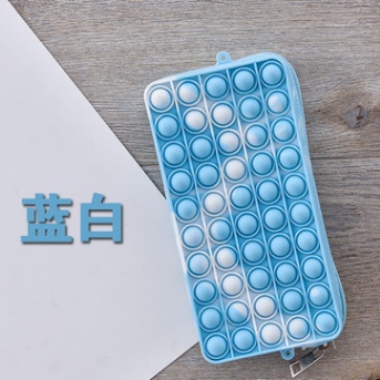 NEW Big Pop It Toy Rainbow Push Bubble Fidget Sensory Toys for Parent-Child Time Interactive Jumbo Dadu-blue and white bag