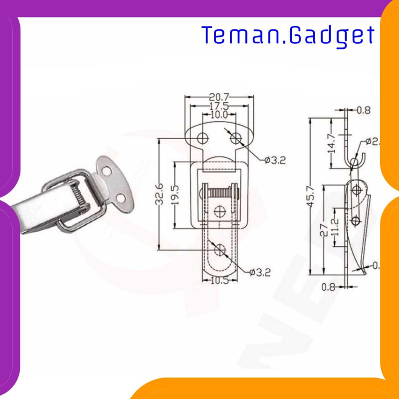 TG-DE117 Kancing Kunci Spring Loaded Toggle Latch Catch Hasp - KAK-J107