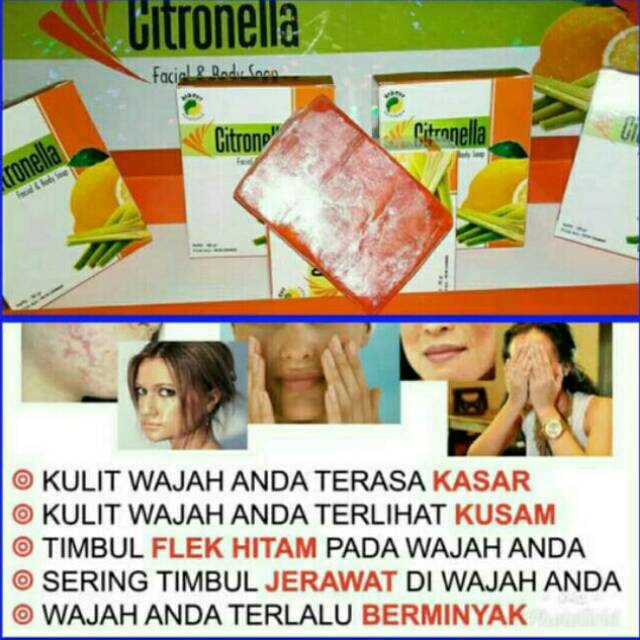 

[COD]Promo 80 gr(1 bar utuh) Citronella sabun herbal kecantikan untuk jerawat/gatal/keputihan