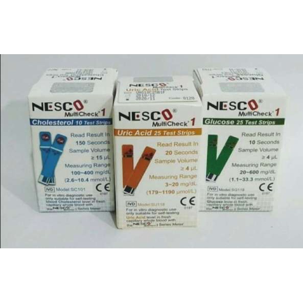 Paket lengkap strip Nesco gula darah kolesterol asam urat