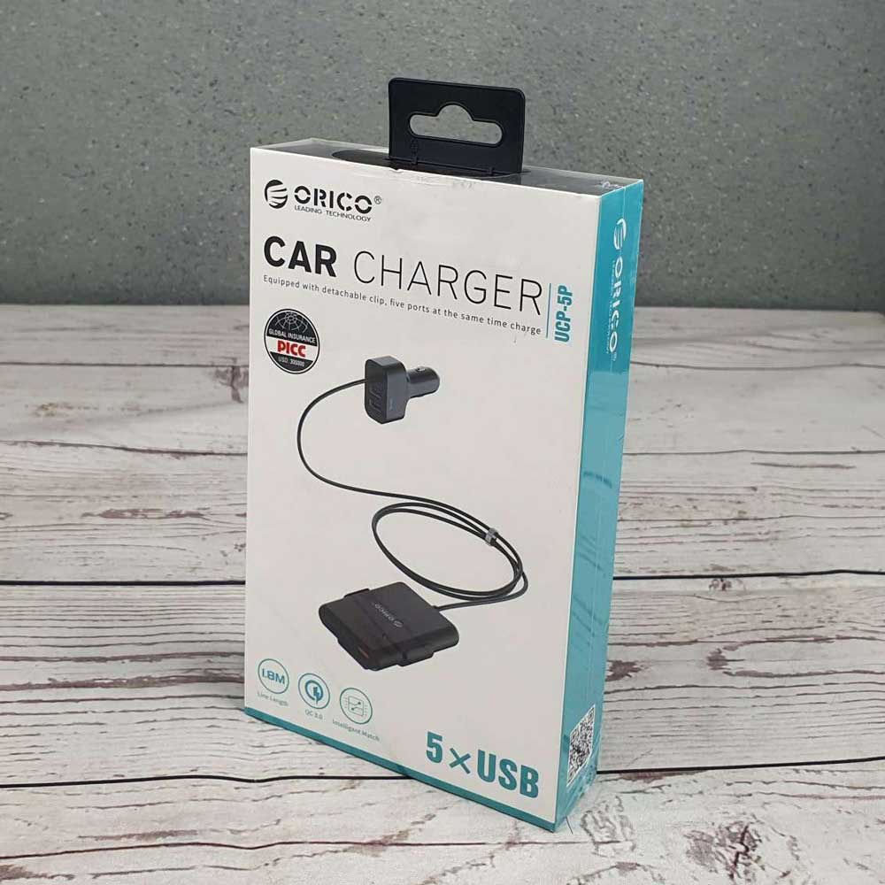 Orico Car Charger 2 Port 52W with Extension 3 Port QC3.0 - UCP-5P - Black