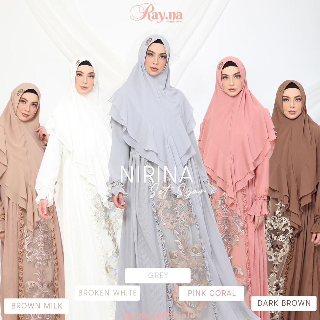 ORIGINAL Gamis Syari NIRINA Set Syar'i by Ray.Na - Rayna Realpic
