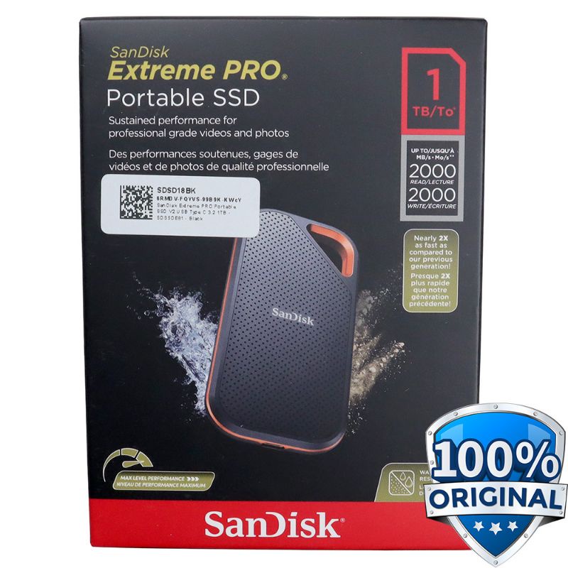 SanDisk Extreme PRO Portable SSD V2 USB Type C 3.2-  SDSSDE81 - Black