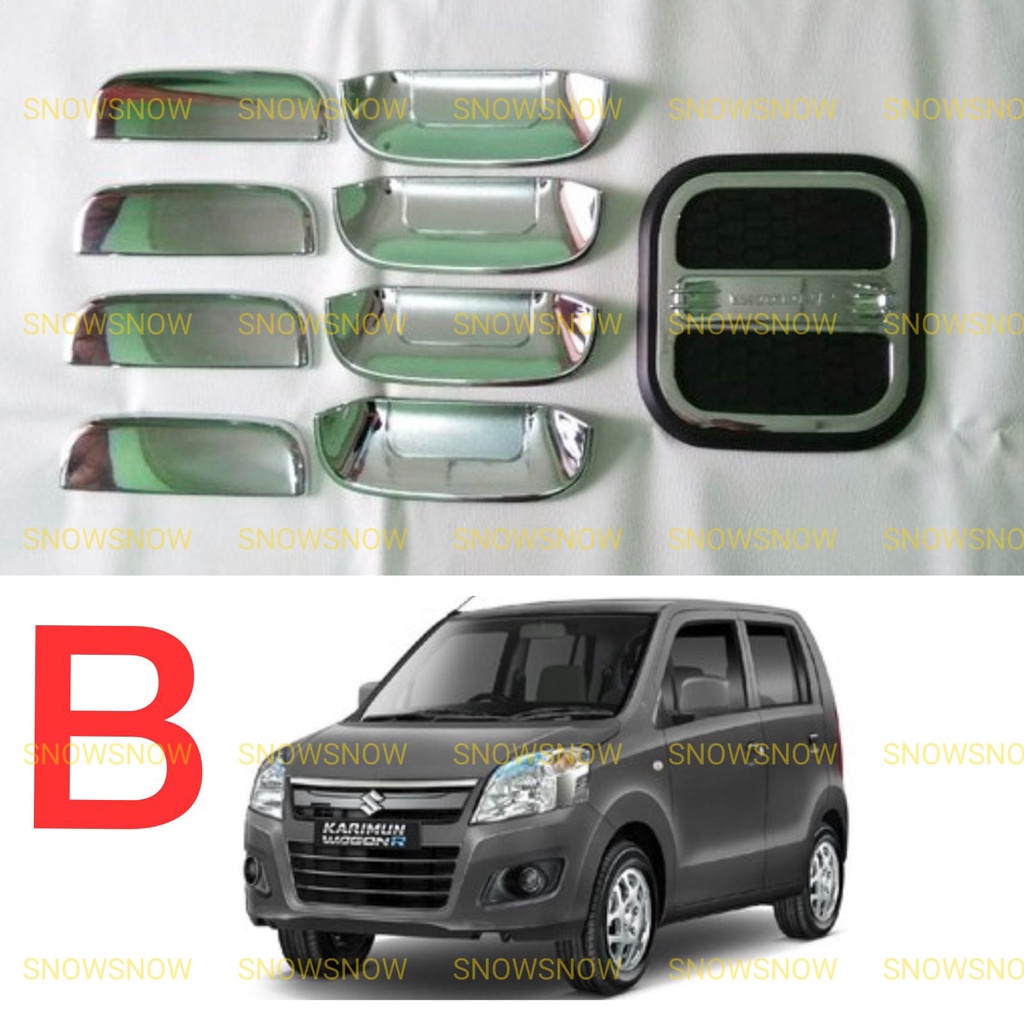 Paket Outer Handle Tank Cover Suzuki Karimun Wagon R Luxury Hitam Chrome