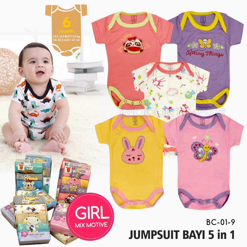 Jumper Bayi (3-12 Bulan) SNI Bodysuit Bayi Jumpsuit Anak Bayi Baju Tidur Bayi Baju Harian BC-01-9-GIRL