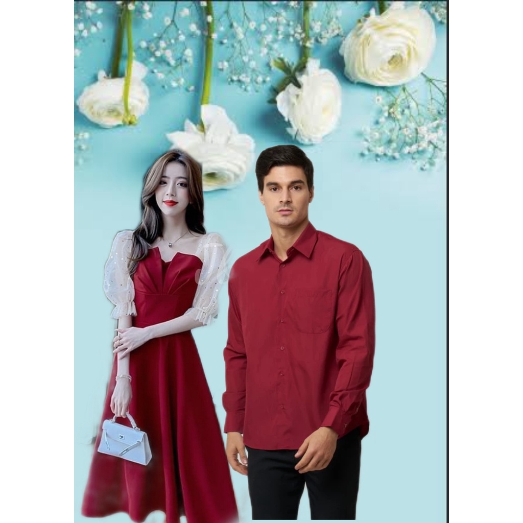 COUPLE DRESS KIMNARA BRUKAT TILE GLITER/ SET PAKAIAN COUPLE PESTA