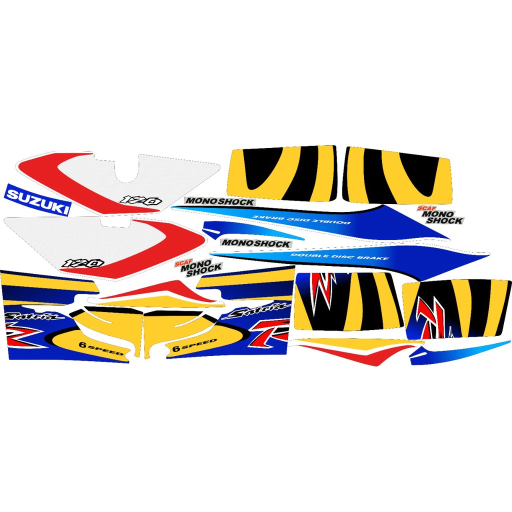 striping satria lumba kuning biru