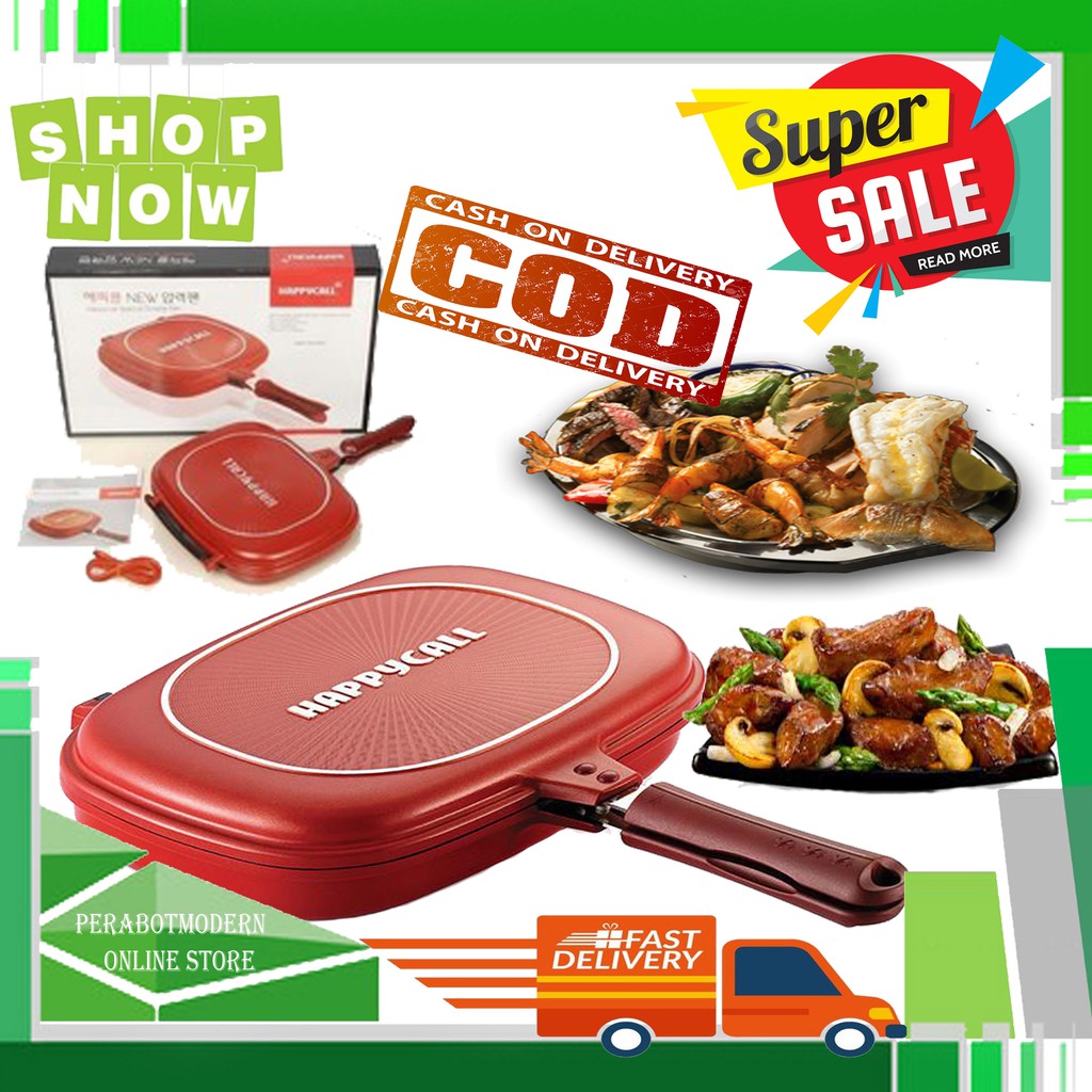 [ COD ] HappyCall Pan Jumbo Original Korea 32cm / Happy call pan / wajan penggorengan teflon bolak balik anti tumpah dan lengket goreng ayam ikan tumis sayur bbq steak yakiniku