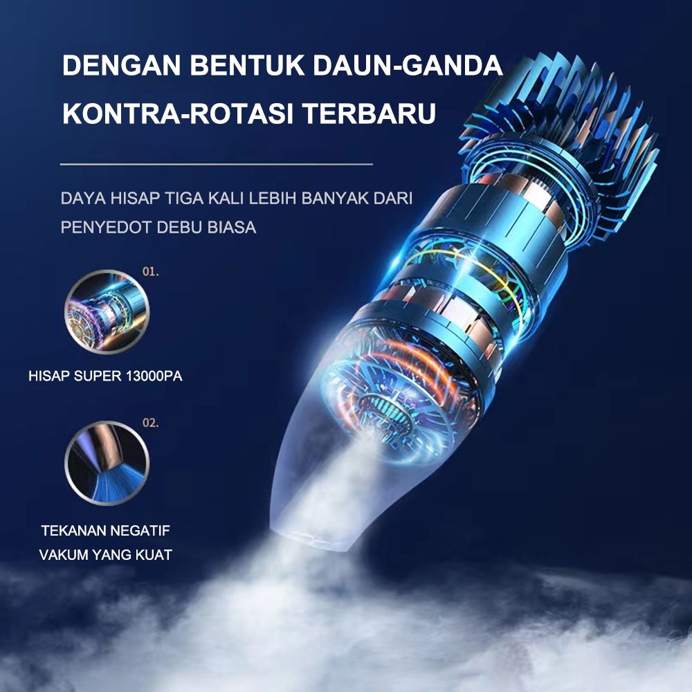 Livideas Vacuum Cleaner 120W Penyedot Debu Mobil Kuat Wet And Dry Cordless Vacuum Cleaner Penghisap Debu USB Rechargeable 5 dalam 1 tip