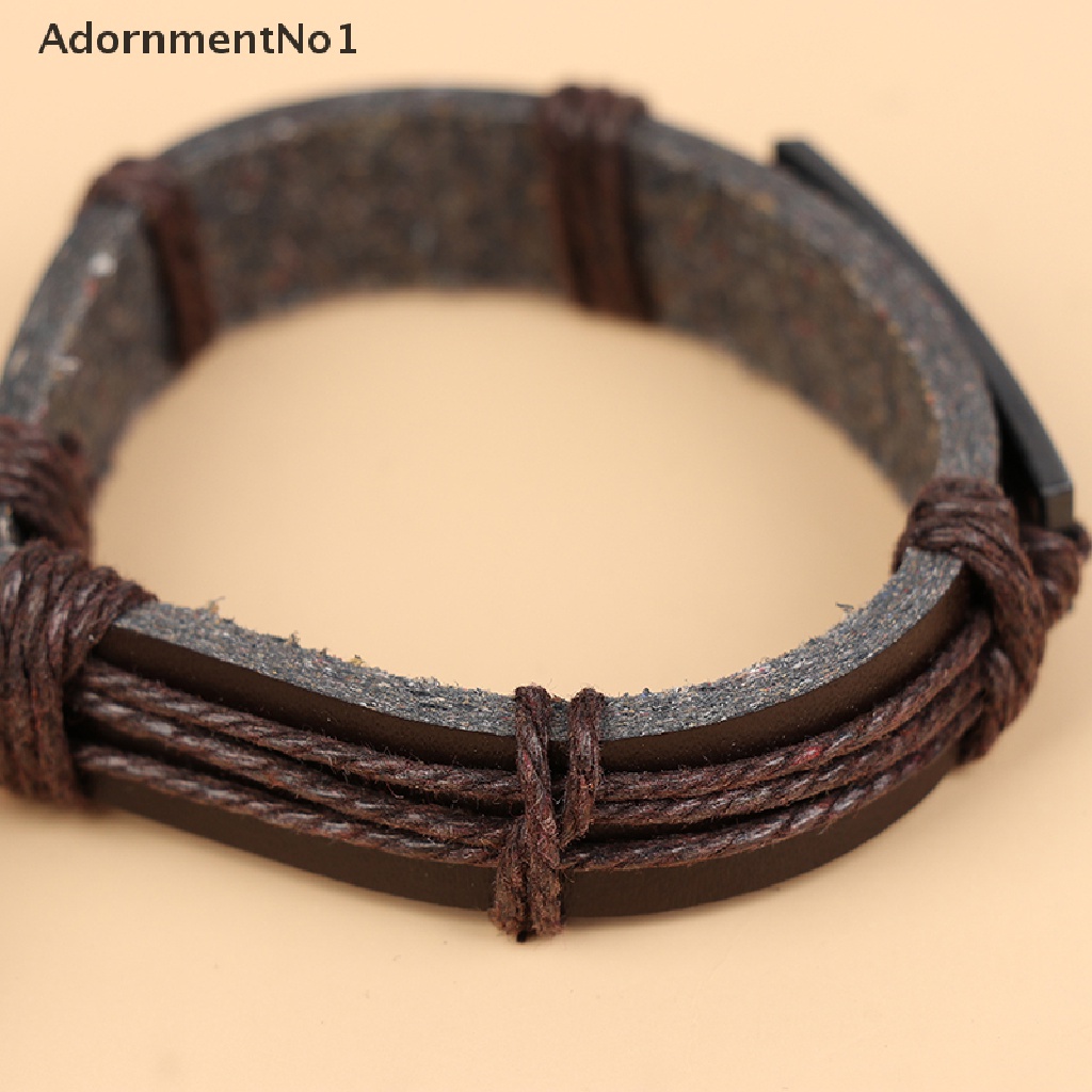 (AdornmentNo1) Gelang Tangan Kulit Motif Salib Yesus Kristen Vintage Untuk Pria / Wanita