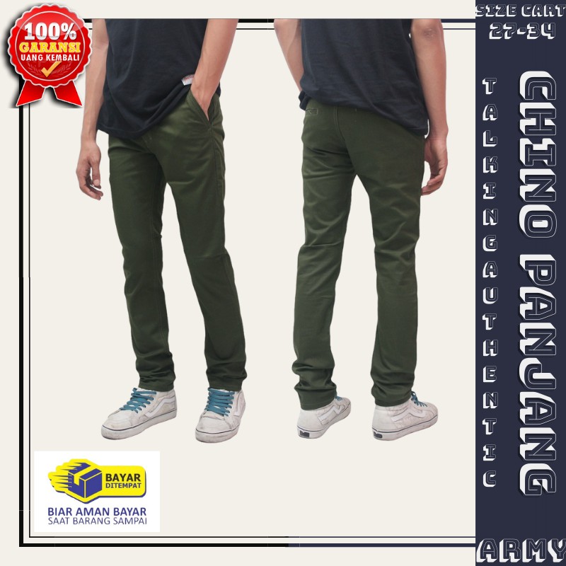 Celana Chino Panjang Pria Chinos Cowok Hijau Army Higt Quality Premium Casual Slimfit Kantoran Ori