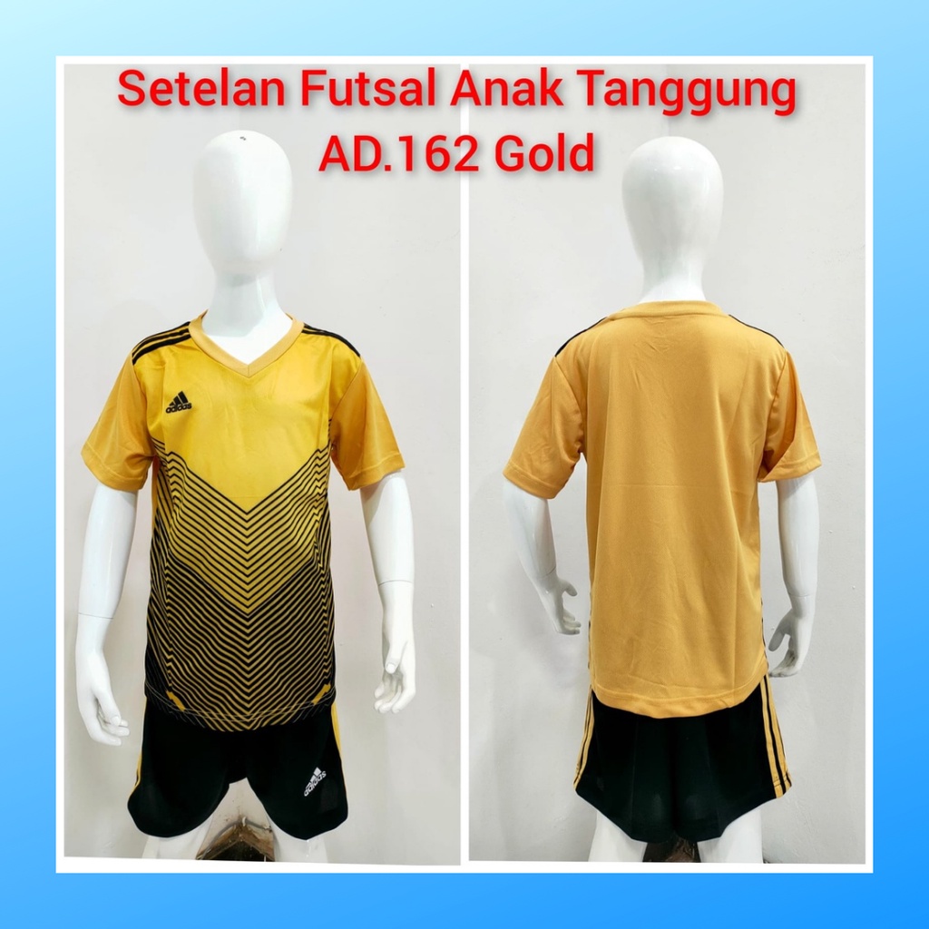 Kaos futsal anak laki-laki jersey sepak bola baju celana setelan jersy perempuan stelan t-shirt outfit seragam kostum olahraga casual suit pakaian jarsey oblong apparel sports jersi soccer ST.AD162 gold