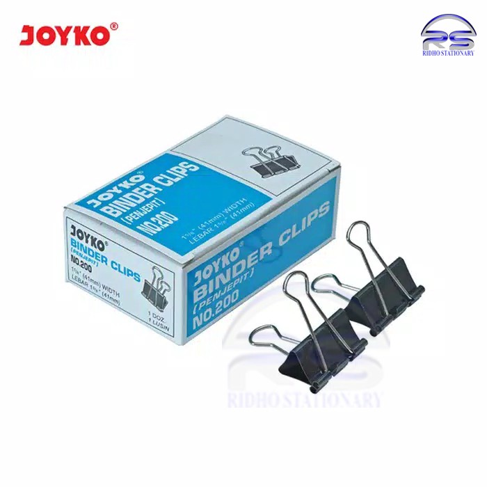 

Binder Clip No.200 Joyko /Klip Penjepit Kertas /1 Pack 12 Pcs