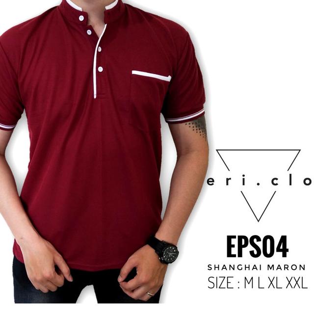 ⅎ KAOS POLO SHANGHAI PRIA PENDEK - Shanghai Putih, M ➱