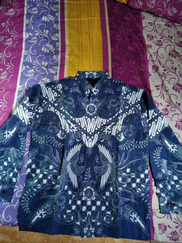 Peksi Navy Batik Pria Kekinian Biru Dongker Primisima Full Furing Sragenan Solo Eksklusif Modern