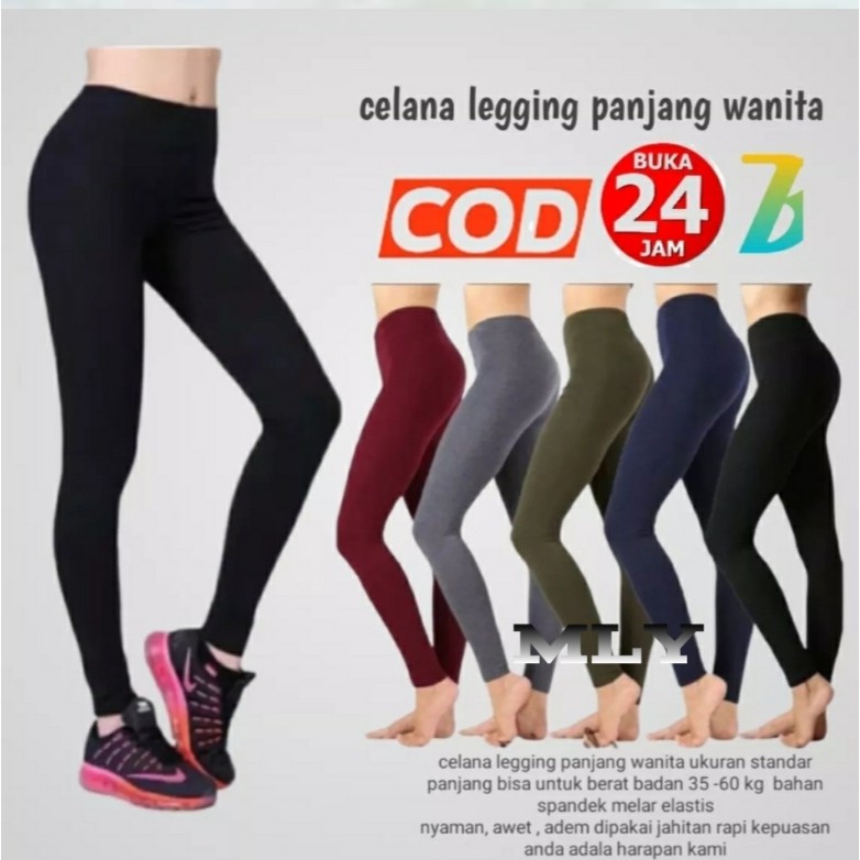 PROMO Legging Panjang Tebal Premium / Celana Leging Polos Jersey Spandek / Lejing Kaos Dewasa/ COD 2