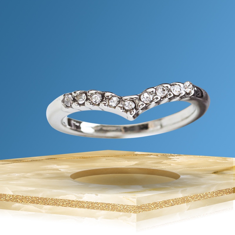 Cincin Bentuk V 2 Warna Gaya Simple Untuk Wanita-3