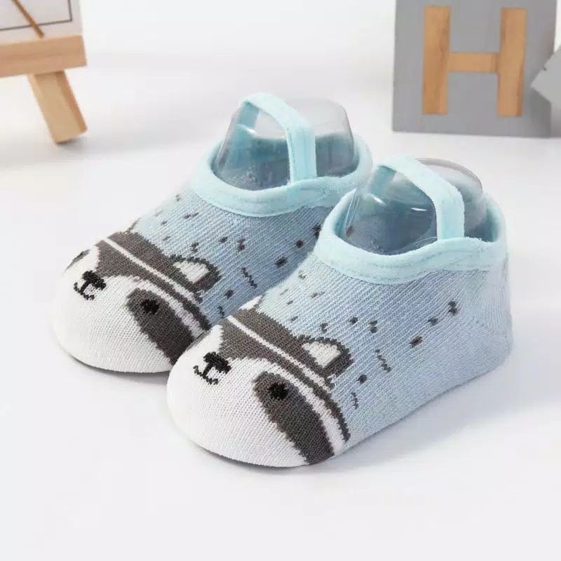 Kaos Kaki Ankle Dengan Strap Motif Kartun Hewan Bahan Katun Anti Slip untuk Bayi