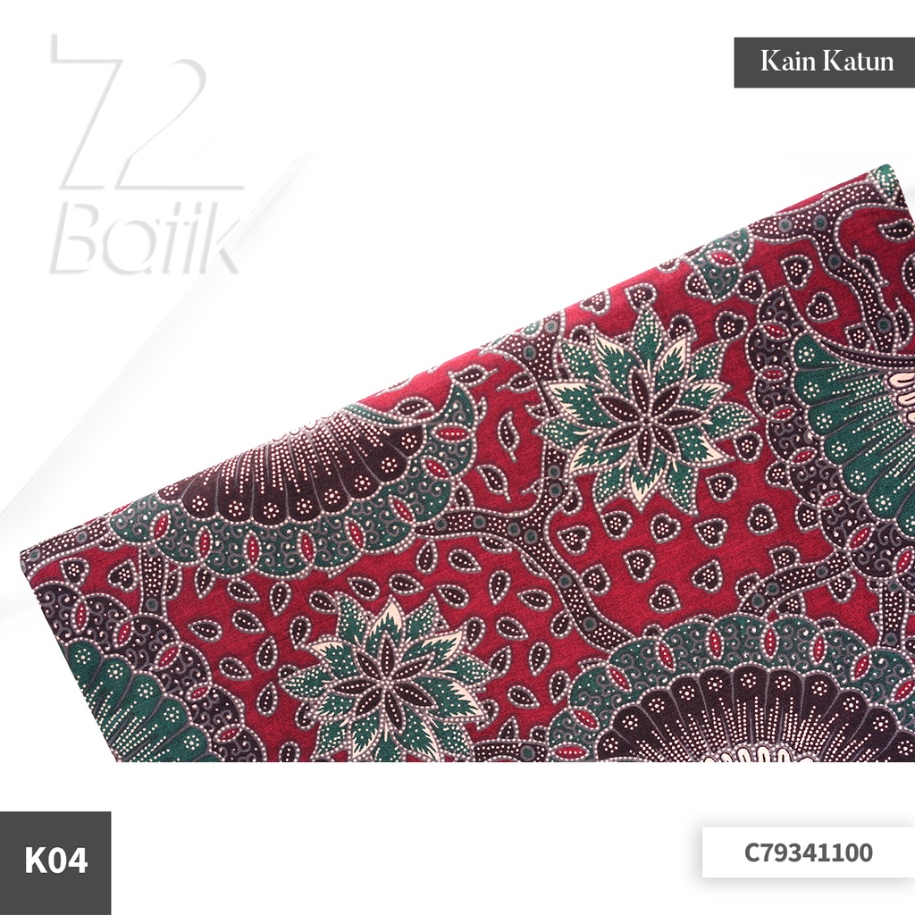 JARIK BATIK Premium Bahan Katun Motif Kembang Semak Warna Merah 729578 CAP 72