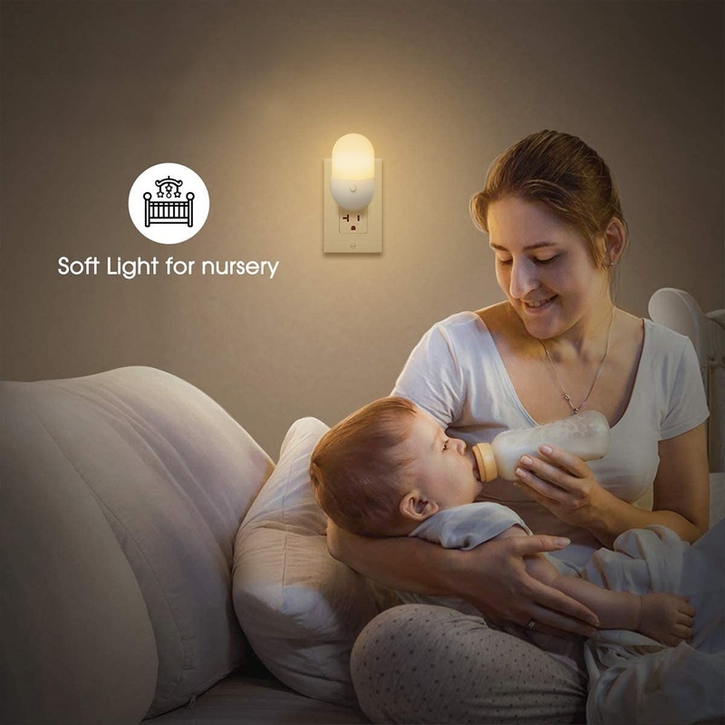 Lampu Malam LED Dimmable Warna Warm Plug EU US Untuk Dekorasi Kamar Bayi