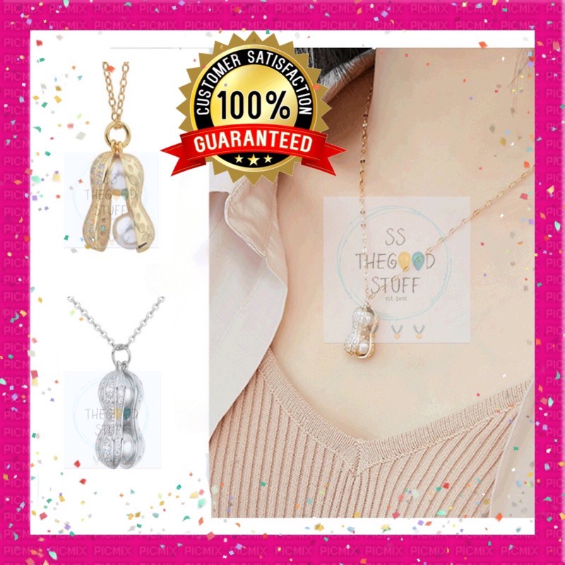 Kalung Liontin Mutiara Kacang / Kalung Korea Premium