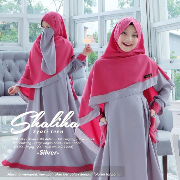 Gamis Anak Syari Shaliha Syari 9-12 thn (Bonus Jilbab &amp; cadar) Baju Gamis Syari AnakTangung  Gamis Anak Model Terbaru 2021