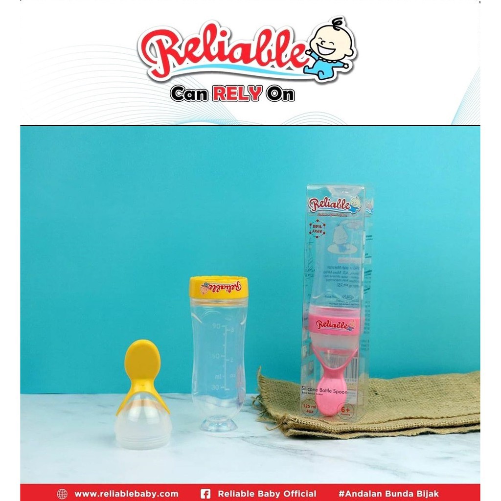 Botol Sendok Silikon Reliable/ Botol Sendok Silikon 90ml MPASI/ Peralatan Makan Bayi