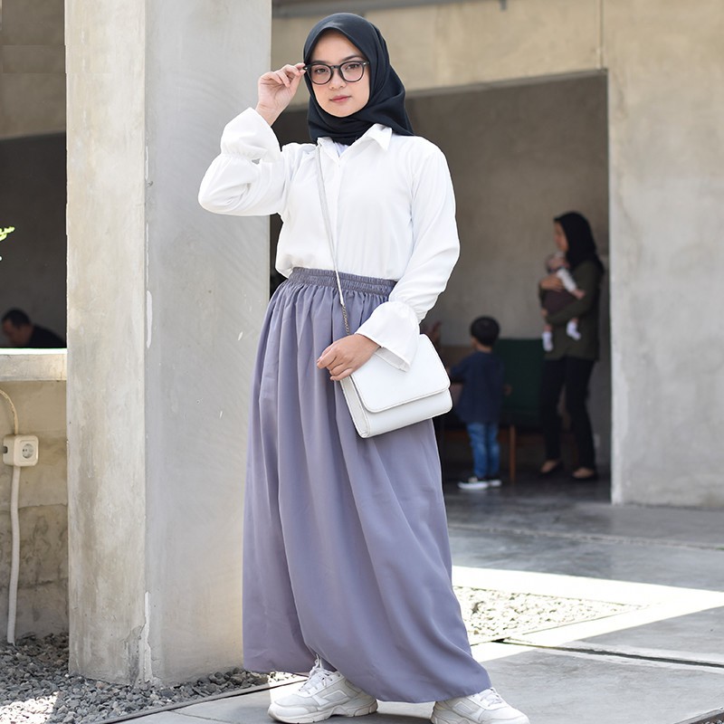 ROK WOLFIS POLOS Basic Skirt Rok Panjang Wanita Bahan Premium Wolfis Rok Panjang Tidak Nggantung