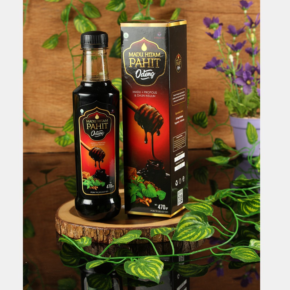 Madu Hitam Pahit ODENG El Medinah Madu Propolis Plus Daun Insulin 470 gram 100% ORIGINAL