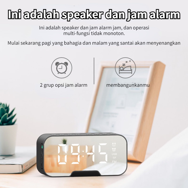 Speaker Bluetooth Super Bass Speaker Bluetooth 5.0 Jam Alarm LED Display Ultra Bass Wireless Speaker with FM Radio Dudukan Telepon Monitor Suhu