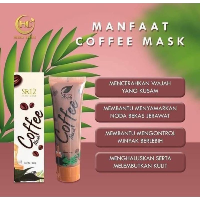 Coffe Mask/Masker kopi sr12/Masker Pencerah wajah/Masker Komedo