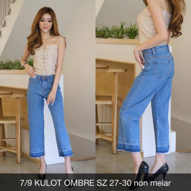  Celana  Jeans Wanita 7 9 Kulot Ombre HW Highwaist Cullote 