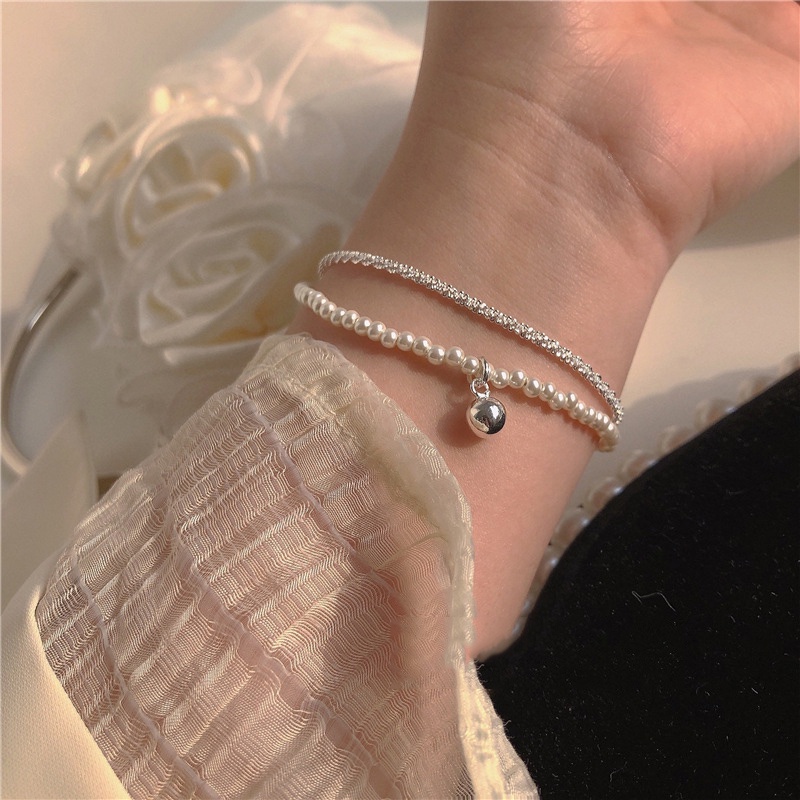 Gelang Mutiara Gypsophila Double Layer Gaya Korea Jepang