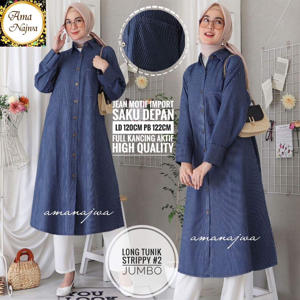 LONG TUNIK STRIPPY JUMBO by Ama Najwa
