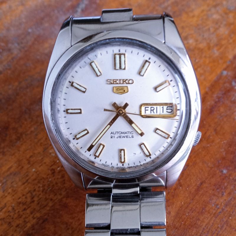 Seiko5 Automatic cal 7s26 White Dial Backcase Transparan