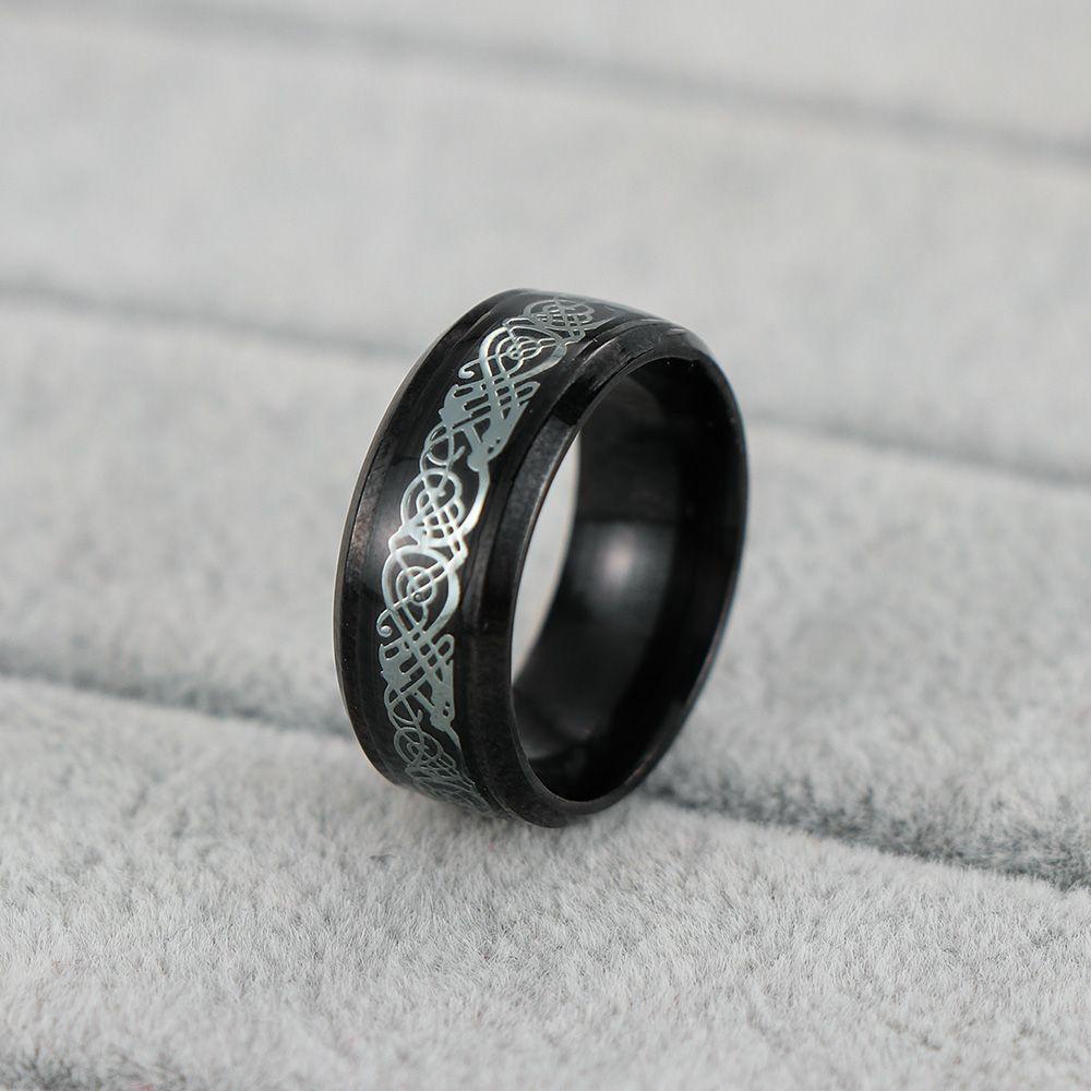 Cincin Pria LILY Size 6-13 Anti Karat Naga Celtic Hitam