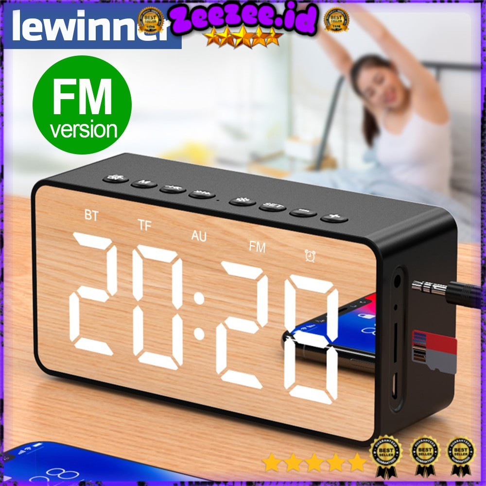 Lewinner Jam Alarm Clock with Bluetooth Speaker TF AUX FM Radio - BT506F