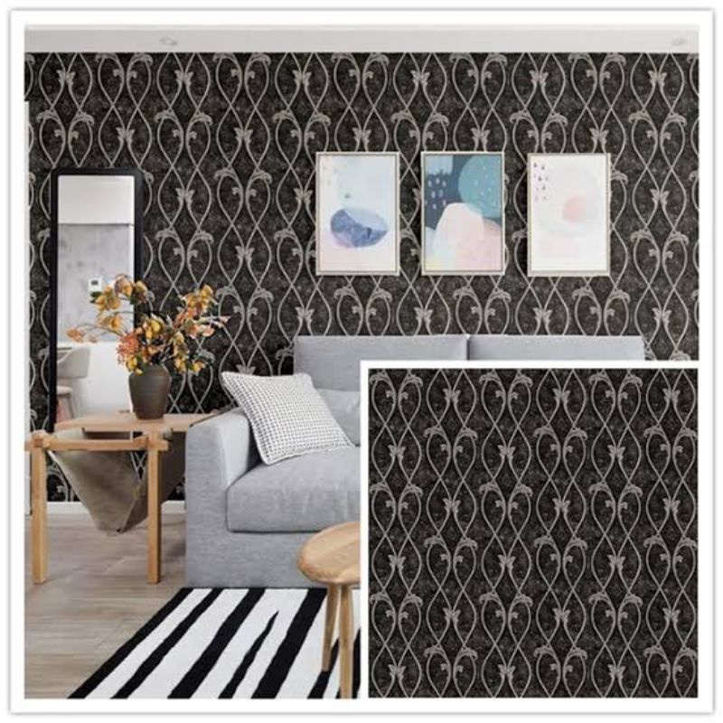 wallsticker/wallpaper dinding sticker Batik Teralis Hitam