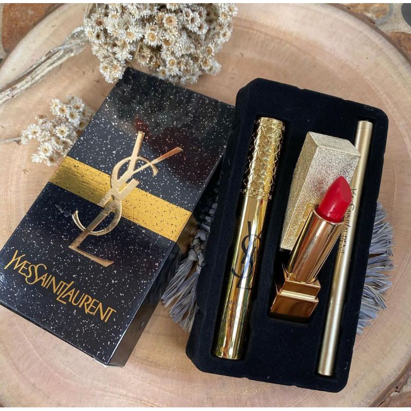 Free Gift YSL set 3 IN 1/Set makeup YSL/Lipstik Ysl/Maskara YSL/Eyeliner YSL